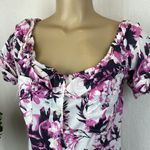 Jean Paul Gaultier White & Pink Floral Print Short Sleeve Shirt Dress S Photo 3