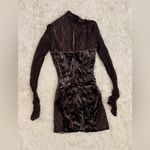 House Of CB NWOT  Marica Brown Velvet & Lace long sleeves mini Corset Dress sz XS Photo 4