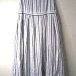 The Collective M Strapless Striped Empire Waisted Midi Dress in Dark Navy n Whit Blue Size M Photo 0