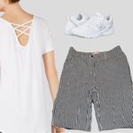 Anne Klein black and white checkered Bermuda shorts. Photo 1