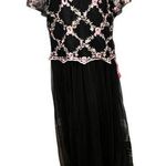 Candalite Dress 1X Black Pink Embroidered Floral Mesh Classic Formal Whimsygoth Photo 0