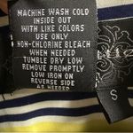 Live a Little Button Up Neon Navy Green Aqua Striped Pocket Jacket Womens Small Photo 12