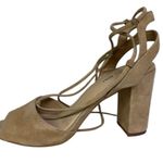 Gianni Bini Keelin Neutral Suede Leather Lace Up Block Heel Sandals Womens 7 Photo 10