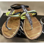 Sam & Libby Sam‎ & Libby Size 9 Karina Lime Black T Strap Thong Sandals Aztec Print Festival Photo 7