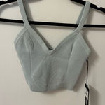 Cuts Clothing Cuts Aqua Ribbed V-Neck Crop Top Photo 0