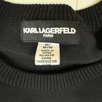 Karl Lagerfeld Paris Striped Knit Sweater Embellished Shoulders Sz M Black White Size M Photo 2