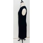 Vince  Ribbed Knit Fitted Pencil Midi‎ Dress Sleeveless Scoop Neck Black Large Photo 9