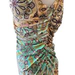 Ruched Mini Body Con Dress Paisley Print Y2K Style Size M Photo 3