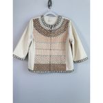 Chico's Women’s Embellished Jacket Tan Beige Embroidered 3/4 Sleeves Size 2 Photo 5