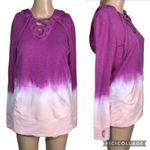 Ideology Womens Hoodie Sweatshirt Pullover Ombre Laced Bodice Long Sleeve Pink Photo 1