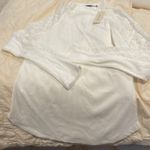 Doe & Rae New  white sweater with lace shoulders and sleeves large Photo 1