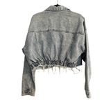 Excuse Womens Denim Blue Cropped Raw Hem Denim Jacket Size L Size L Photo 2