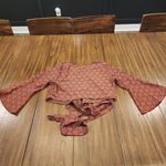 Emory park  Tie Front wrap crop bell sleeve blouse medium Photo 7