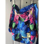 Klesis NEW Satin Floral Print Off Shoulder Cocktail Mini Dress Size Medium Blue Photo 10