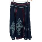 Saint Tropez West  Womens‎ Embroidered Lined Linen Blend Flare Skirt Black Size 8 Photo 1