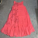 CRISTINA VERGANI Linen Tiered Sleeveless Button Front Midi Dress Salmon Medium Pink Photo 4