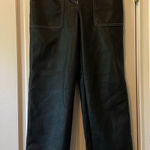 Wilfred  Free Aritzia Black Vegan Leather Straight Leg Pants with White Stitching Photo 0