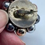 Vintage Vogue mixed metals beaded clip earrings. Silver Photo 3