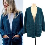 Barefoot Dreams CozyChic Boardwalk Cardigan Sweater Teal Blue Size Large Photo 1