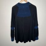 Free People Black Blue Snow Day Knit Thermal Top Medium Photo 6