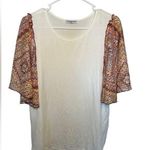 Cha Cha  vente white with colorful sleeves size large Photo 0