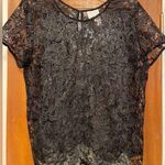 Bisou Bisou Women Black Crochet Mesh Lace SS Blouse Top Shirt XL Photo 0