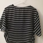 fab'rik  Black/White Sheer Striped Top S Nautical Preppy Costal Boho Classic Photo 3