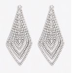 New Stunning Rhinestone Diamond Drop Earrings for Prom Wedding Special Occasion Silver Photo 2