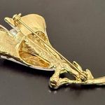 Vintage Unsigned Pale Pink Enamel Faux Pearl Calla Lily Flower Brooch 20g. Gold Photo 7