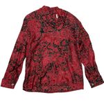 Austin Reed London Vintage 100% Silk Blouse Red Black Abstract Print, Cowl Neck Size 6 Photo 9