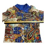 No Brand Reversible colorful Paisley button up shirt, Size M/L Blue Photo 13