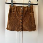 Brandy Melville Mini Skirt Size Small Corduroy Brown Button Front A-line Photo 1