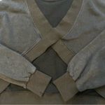 POL Reversible Vintage Black Wash Oversize V-Cut Out Rib Band Sweatshirt, Sz L Photo 12