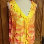 Bright tie dye plunging summer blouse Orange Size M Photo 4