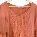 Soft Surroundings  button down small 100% linen 3/4 sleeve pink salmon color Photo 3