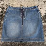 Loft Med Wash Lace Up Front Denim Jean Skirt Size 6 Photo 0