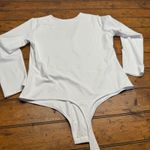 WHITE LONG SLEEVE THONG BODYSUIT V NECK SNAP CLOSURE SIZE XXL Photo 5