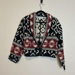 Vintage Flashback‎ Retro 80s 90s Southwestern Aztec Tapestry Cropped Jacket Black Size M Photo 0
