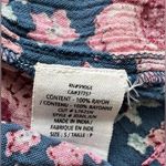 Billabong  women long sleeve floral blue crinkle dress deep V neck with strings S Photo 6