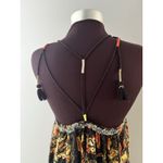 Free People  Garden Party Sundress Size Large Black Tassel Boho Lounge Photo 6