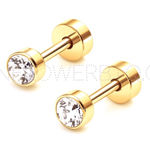 18k Gold Stainless Steel CZ Flat Back Stud Earrings – Hypoallergenic Photo 0