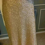 Sorella Vita  Cowl Back Sequin Gown Drape Back Gold Cap Sleeve Maxi Dress Sz: 16 Photo 3