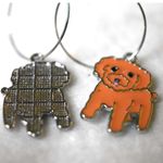 Source Unknown Puppy Power Orange Enamel Inlay Silver Tone Hoop Dog Charm Earrings Photo 1