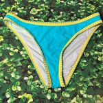 Cupshe  Swim Bikini Bottom Swimwear Blue/Yellow size Large NWOT Crochet detail Photo 1