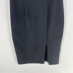 Eliza J Black Crepe V-Neck Midi Dress Spaghetti Straps Front Slit Empire Waist 4 Photo 3