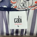 CAbi Top L Navy Paisley Stripe Sheer Boho Preppy Coastal Grandma Indie Chic Photo 1