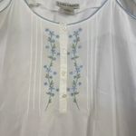 Laura Ashley  Nightgown Robe Set Womens M/L White Cotton Floral Embroidered VTG Photo 2