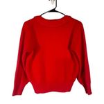 Pierre Cardin Red Long Sleeve Ribbed Neckline Short Knit Sweater Women Sz M Photo 1