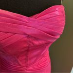 NWOT metallic pink strapless prom dress ruched front slit size 0 Photo 4