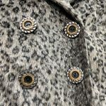 BKE Jacket Womens L Animal Print Faux Fur Gray Peacoat Double Breasted Cheetah Photo 9
